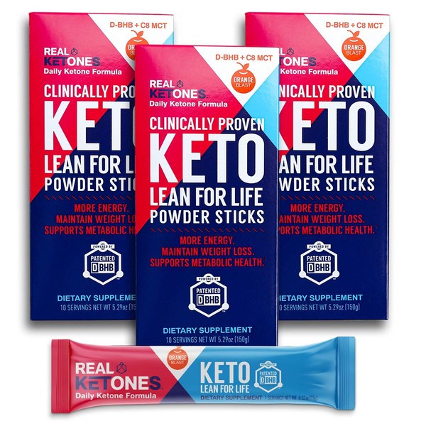 Real Ketones Prime D - Exogenous Keto D BHB + MCT + Electrolytes - Drink Mix Supplement Powder, 30 Packets - Orange Blast - for Rapid Ketosis