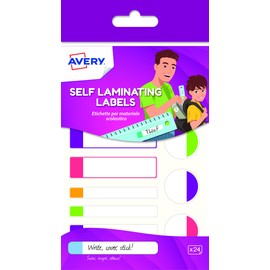 Avery Spain APFLUO24-UK. Coloured Laminated School Supplies Labels - 3 Sizes - 24 Labels Per Envelope
