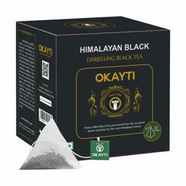 Okayti Darjeeling Himalayan Black Tea | 16 Pyramid Tea Bags | Whole Leaf, Single Estate 100% Organic Darjeeling Tea