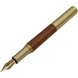 Pluma estilográfica de madera de latón hecho a mano con 20 cartuchos de tinta negra, rayas marrones (85 mm)