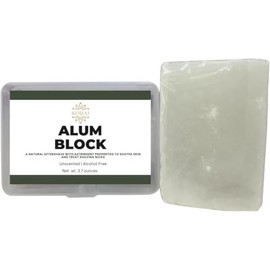 3.7 Ounce Alum Block in Plastic Case | Soothing Aftershave Solution for Shaving Razor Burn Relief | Travel Friendly Durable Plastic Case Included
