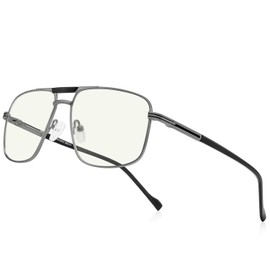 RB.Pilot Reading Glasses for Men Square Double Bridge Blue Light Blocking Computer Readers (grayness, 1.75)