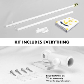 UD_G128 Combo Pack: 6 Ft Tangle Free Aluminum Spinning Flagpole (White) & Rhode Island No Golden Border State Flag 3x5 Ft, Tough