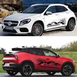 1 Pair Car Decals Compass Mountain, Waterproof Vinyl Auto Stickers Car Side Body Window Stickers Car Hood Decal Auto Decor for SUV Off-Road Vehicles Jeep Camper Van RV, Black, 100 * 30cm