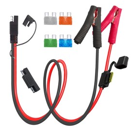 AYECEHI 10AWG SAE Adapter to Alligator Clips Connector Cable,Battery Alligator Clip to SAE Connector Cable,2Pin Quick Disconnect Battery Clamp Cord,with 5 Fuse and 1 Polarity Adapter (3.3FT)