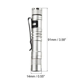 PATIKIL Mini Flashlight with Clip, Super Light Small LED Pen Flashlights Aluminum White Light Torch Battery Powered for Camping Hiking, Silver