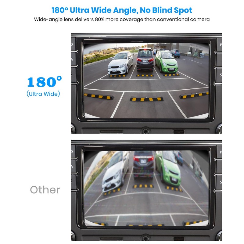 AUTO-VOX 180° Front/Backup Camera, OEM Mini Style, Screw-Free Easy Install,