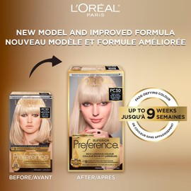 L'Oreal Paris Superior Preference 9 weeks of Luminous Fade-Defying Permanent Hair Dye, PC30 Very Light Pearl Blonde, 100% Grey Coverage, 1 Hair Dye Kit (Packaging May Vary)