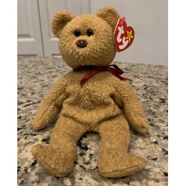 TY BEANIE BABY CURLY THE BROWN NAPPY BEAR 9” STUFFED PLUSH ANIMAL TOY W/TAG! T-9