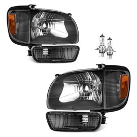 Vizotae Headlights Assembly for 2001-2004 Toyota Tacoma Halogen Headlamp Replacement, High/Low Beam W/Bulbs, Driver & Passenger Side