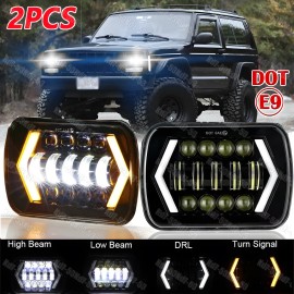 Unbranded Pair 5x7" 7x6 LED Headlights For Jeep 84-2001 Cherokee XJ /For 86-1995 Wrangler