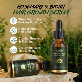 Rosemary & Biotin Hair Growth Kit, Rosemary Oil for Hair Growth witn Derma Roller & Scalp Massager Hair Thickening Products Hair Loss Treatment for men for Men Women, 30 ml Pack of 2