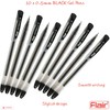 FLAIR Hydra 10 x 0.5mm Tip BLACK Gel Pens Easy