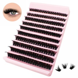Selawasty Thick Lash Clusters 80D Volume Eyelash Clusters 8-16mm Wispy Individual Lashes D Curl Cluster Eyelash Extensions False Lashes Clusters 200pcs DIY Lash Extension(8-16mm,80D)