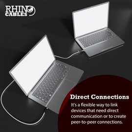 rhinocables - Cat5e Ethernet Crossover Cable | Fast Data Transfer | Durable PVC Jacket | Universal Compatibility for Devices | 10GBASE-T 600MHz | Grey, 5m