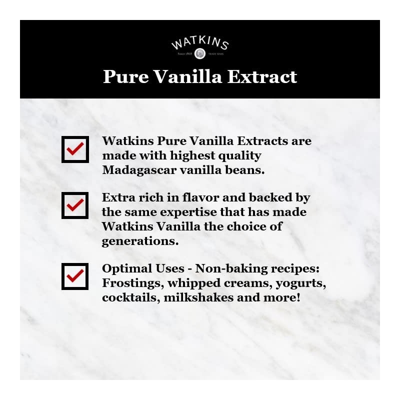 Watkins Pure Vanilla Extract, with Madagascar Vanilla Beans, Non-GMO, Kosher,