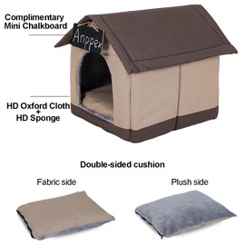 ANPPEX Dog House Indoor, Inside Dog House with Removable Cushion, Enclosed Warm Cat Dog Bed House for Small Dogs and Cats，Brown