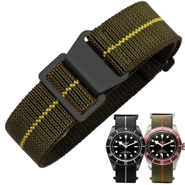 Danxancy Elastic Nylon Watch Strap Navy Divers Parachute Fabric Replacement Watch Band with Clasp 18/20/22mm