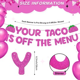 Breling Pre-strung Your Taco Is off the Menu Banner Glitter Funny Bachelorette Party Decorations Sign for Wedding Party Gifts Ideas Home Wall Door Outdoor Supplies(Hot Pink)