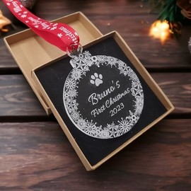 Pet's First Christmas Personalsied Tree Decoration - Puppy's first christmas - Kitten's first christmas - Rabbit's first christmas