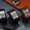 Thajaling Antique Men's Black Leather Cuff Bracelet, Leather Wrist Band