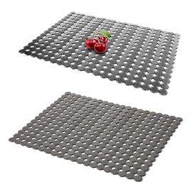 aghoer Kitchen Sink Mat, Pack of 2 Sink Mat, 30 x 40 cm Sink Liner, PVC Sink Mat, Decorative Sink Mat, Cutable Dish Drying Mat, for Kitchen and Bathroom, Grey