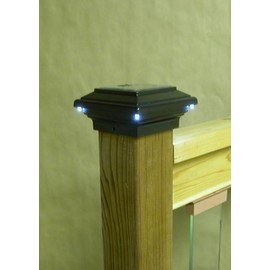 Aurora Deck Lighting Aries Solar 3.5 Inch Post Cap Deck Light, Black SPW5038