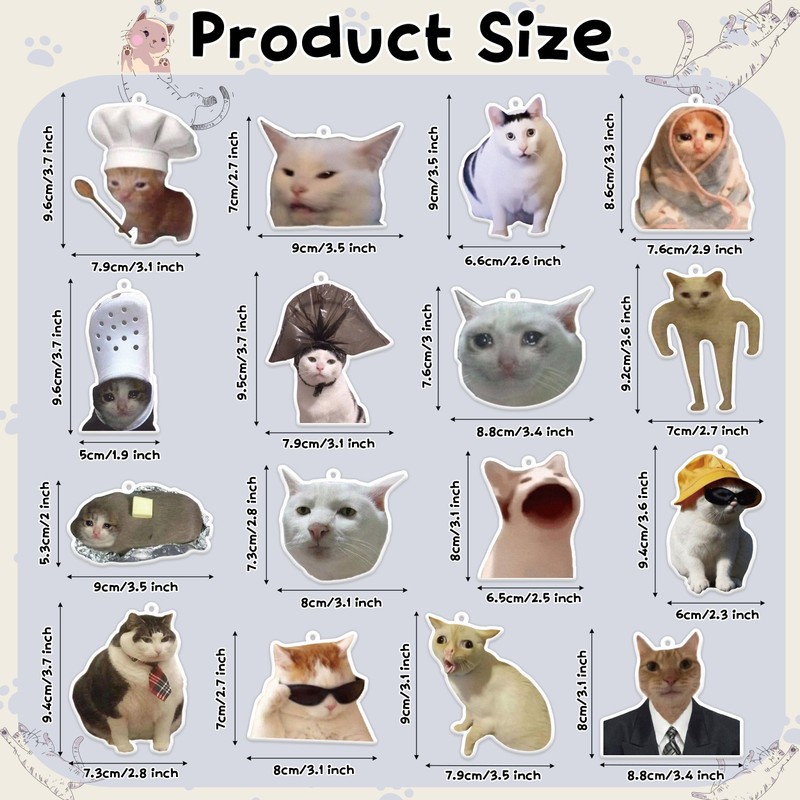 DSjuedui Funny Cat Print Car Accessories - 16 Meme Hanging