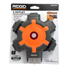 RIDGID 5 Outlet Heavy-Duty Contractor Grade Indoor/Outdoor Power Hub -1001545216