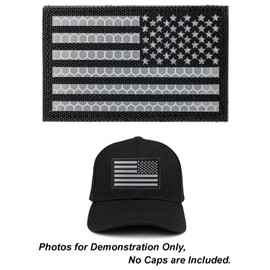 Reflective Tactical Patches of USA American Flag Reverse, with Hook and Loop for Backpacks Caps Hats Jackets Pants, Military Army Uniform Morale Emblems, Size 3x2 Inches