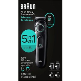 BRAUN Kit All-In-One Series 3, Recortadora de Barba, Nariz. Orejas y Cabello para Hombre 5en1, 40 Longitudes de corte, Lamina ultraafilada, Lavable