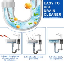 Drain Snake with Claw, Reusable Flexible Plumbing Drain Snake, Drain Unblocker and Sink Unblocker Tool for Toilet, Bathroom Drainage, Kitchen Sinks, Sewer (4PCS)