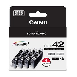 Canon CLI-42 ChromaLife Value Pack (2 Photo Black, 1 Gray & 1 Light Gray) Compatible to PIXMA PRO-100