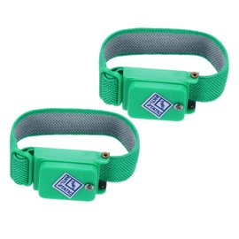 QUARKZMAN Pack of 2 Antistatic Wristbands, ESD Antistatic Bracelet, Adjustable, Wireless with Replacement Strap for Computer, Electronics Repair, Green