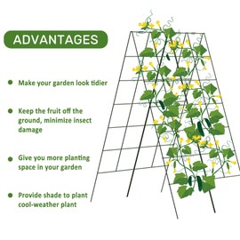 AGTEK 30" x 56" Foldable Cucumber Trellis with Zip Ties Plant Support A Frame Metal Trellis for Climbing Plants, Cucumber, Vegetable