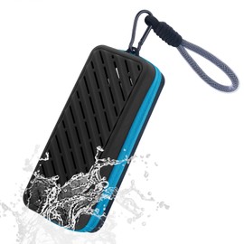 Shelinc Swim Goggle Case with Drain Holes,Silicone Swimming Goggle Organizer,Protective Goggle Case with Lanyard (Black)