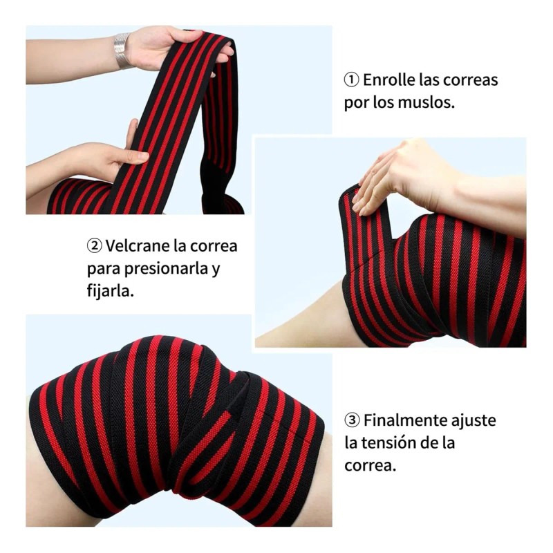 1 Par Vendas Para Rodilla Knee Wraps Elastica Rodilleras Gym