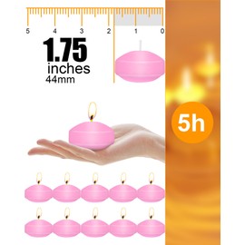 Treela 80 Pcs 1.73 Inch Unscented Floating Candles, Dripless Tealight Candles Home Decorations, Cute and Elegant Burning Candles for Wedding Vases Centerpieces Party Accessories (Pink)