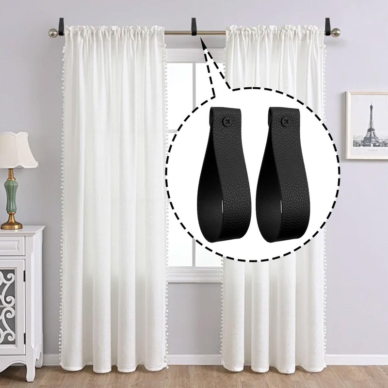 Shonmogar Curtain Rod Holders,Set of 8 Leather Curtain Rod Brackets