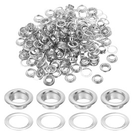 PATIKIL 6mm/1/4" Metal Eyelets, 150 Pcs Eyelets and Grommets Kit Leather Grommet Eyelet Tool for Fabric Shoes Clothes Curtains Belt DIY Project, Silver