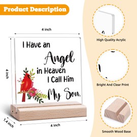 Son Memorial Gift Memorial Acrylic Plaque Sympathy Gift for Loss of Sister Bereavement Present Remembrance Clear Desk Decorative Condolence Miscarriage Keepsake Acrylic Plaque With Wooden Stand