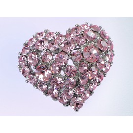 Alilang Crystal Rhinestone Valentine Heart Love Brooch Pin, Pink