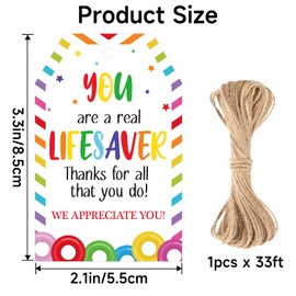 joycraft Thanks for All You Do Gift Tags, 50Pcs Colorful Thank You Tags with String, Paper Appreciate Party Favor Hangtags for Gift Box, Bouquet, Bottle, DIY Craft|3.3x2.1 in