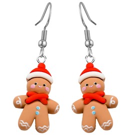 Gingerbread Man Santa Claus Christmas Dangle Earrings Girls Earrings Womens Christmas Jewellery Christmas Party Secret Santa Present