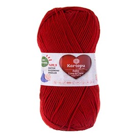 Kartopu Baby Love and Care Knitting Yarn 100 g Antibacterial Baby Wool Crochet Yarn Choice of Colours Colour: K125 Carmine Red