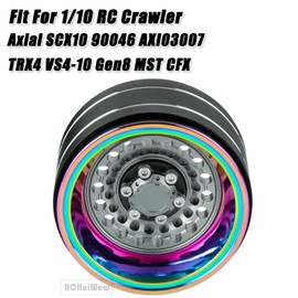 RCHuiWow RC 1.9 Beadlock Wheels Rainbow Wheels for 1/10 Axia1 SCX10 90046 AXI03007 TRX4 VS4-10 Gen8 MST CFX,Alloy Aluminium 1.9 rc Wheels 1.9 Beadlock Rims,Titanium