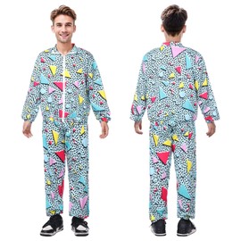 80s Tracksuit Costumes for Men 90s Hip Hop Shell Suit Costume 80s Retro Jacket Disco Costume 90s Windbreaker Set