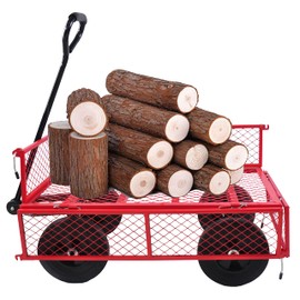 Tools Cart Wagon Cart Garden Cart Trucks Make It Easier to Transport Firewood, Red