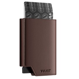 VULKIT Credit Card Holder RFID Blocking Leather Pop Up Card Wallet for Men Women with Banknote Compartment & Magnetic Closure