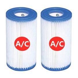 Pool Filters Type A or C - Compatible with All Intex & Bestway Pool Filter Cartridge Pumps Rated 500/2,500 GPH - Replacement Pool Filters Cartridge Type A/C for Above Ground Pools (2 Pack)